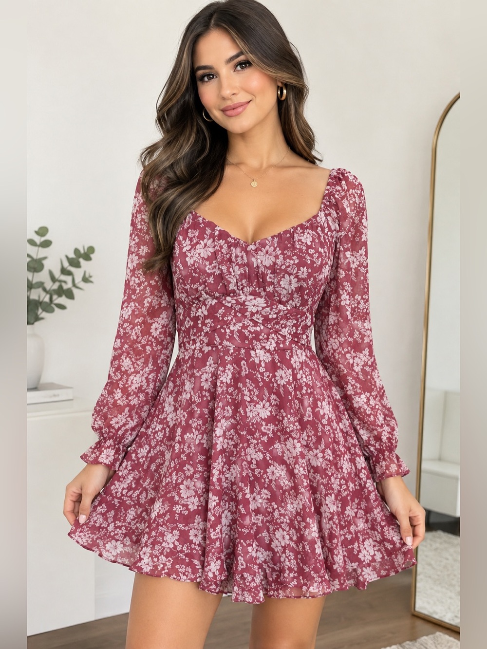 Allyson + Kelly  Floral Peasant Dress